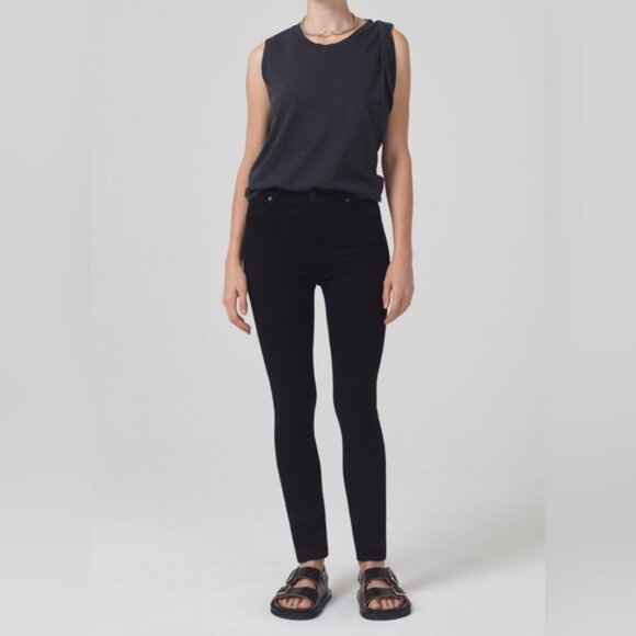 Citizens Of Humanity Chrissy High Rise Skinny Plush Black Jeans 25 - Picture 1 of 10